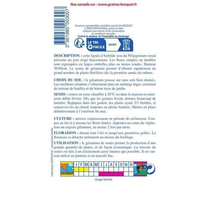 Graine - Semence - Géranium HYB F2 varié