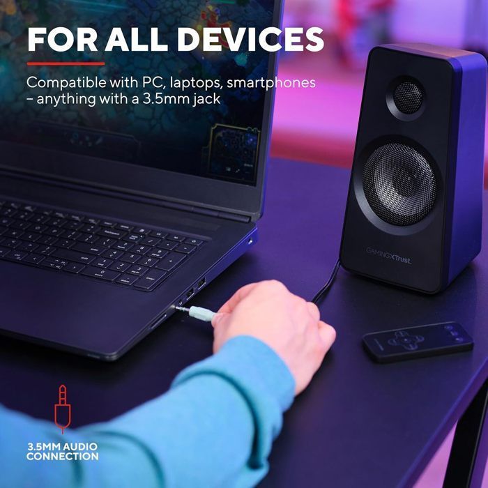 Sistema di altoparlanti per PC gaming Trust Gaming GXT 629 Tytan RGB 2.1 con subwoofer da 120 Watt