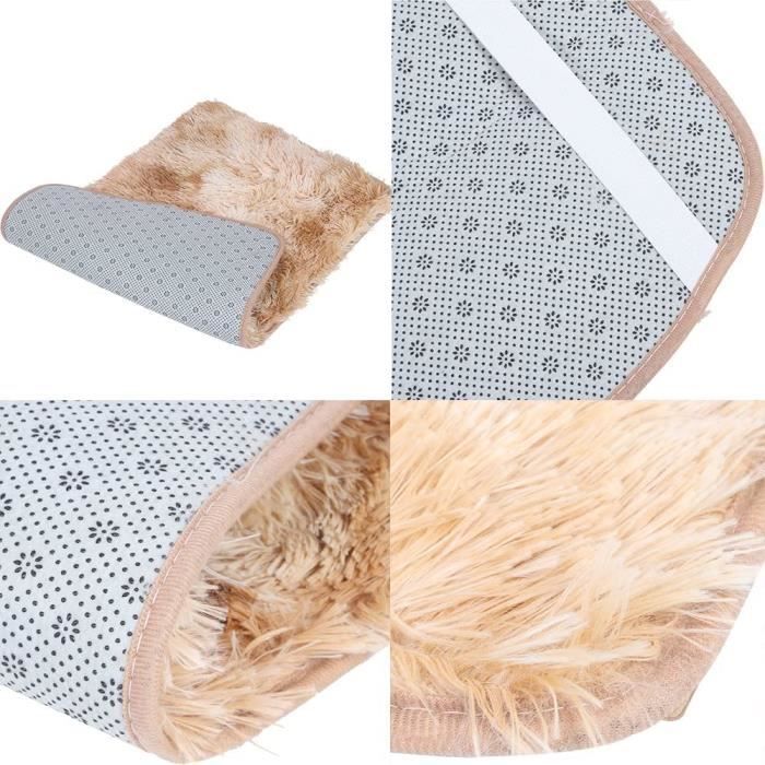 Tapis de bain antidérapant 3 pièces beige – polyester lavable en machine