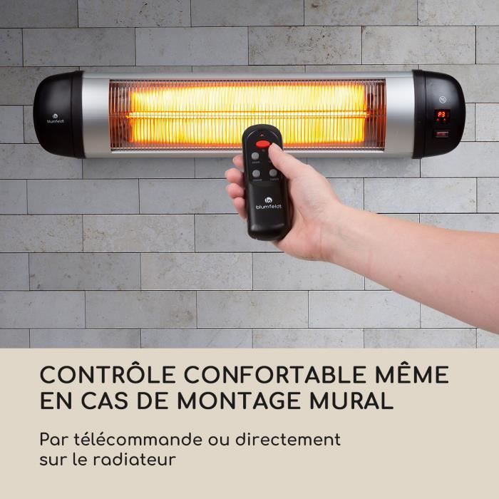 Calefactor eléctrico para patio - Blumfeldt - Calefactor infrarrojo exterior ajustable 2500/1650/850 W