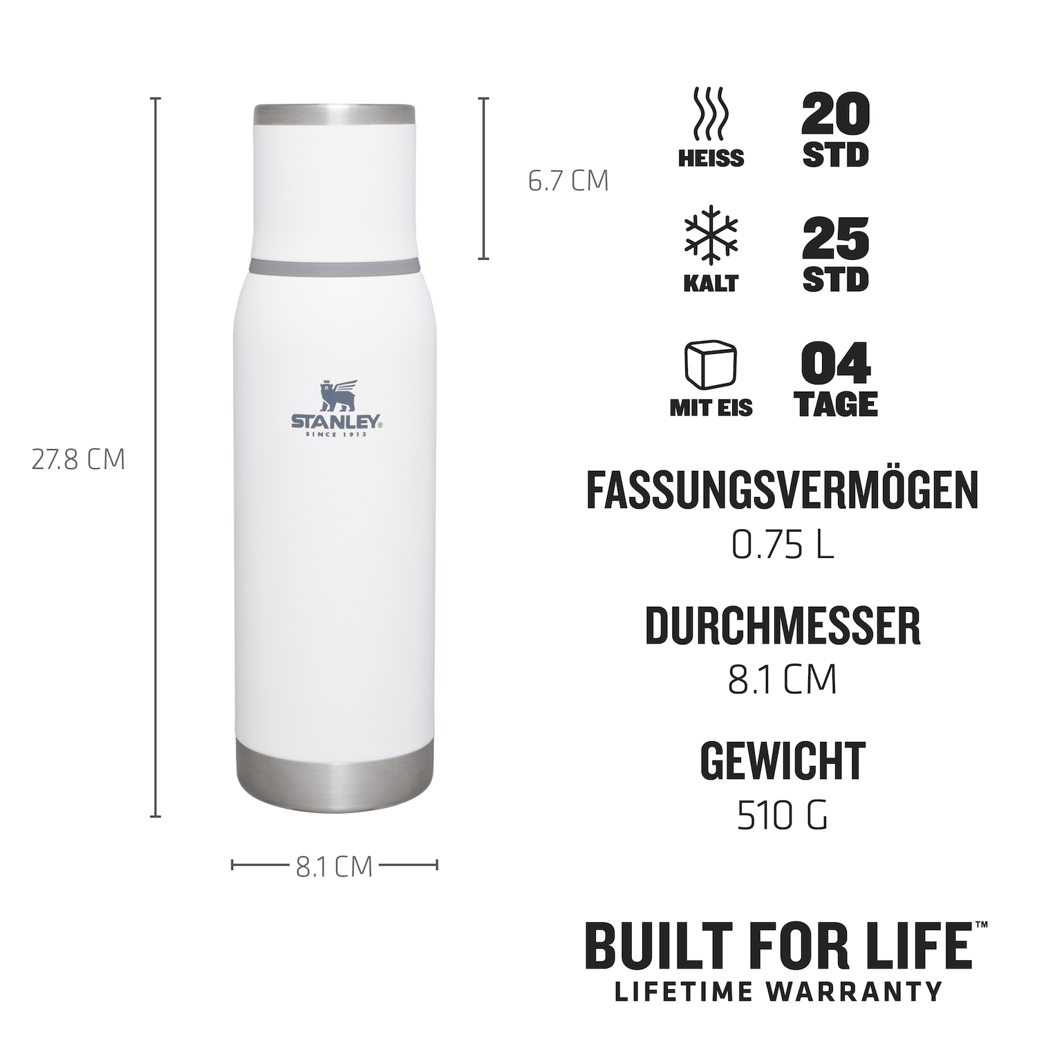 Stanley Vandflaske/Termoflaske – 0,75 l – Adventure Vandflaske til på farten – 1 stk.