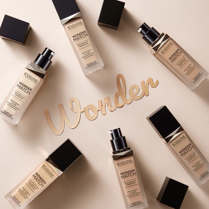 Eveline Cosmetics Wonder Match дуготрајна течна подлога са хијалуронском киселином