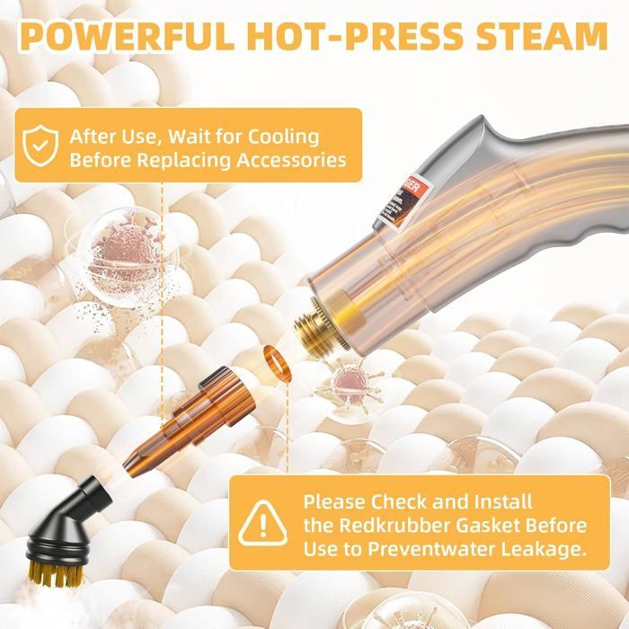 Pulitore a vapore per casa e auto, con 3 livelli di potenza regolabili, 2500 W, serbatoio capiente da 1,2 L.
