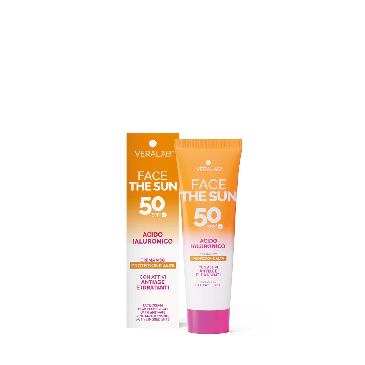 Solari FACE THE SUN ACIDO IALURONICO - Crema viso SPF50 con attivi antiage e idratanti - Solare viso alta prot.