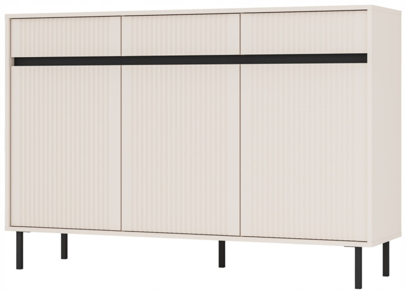 KOMODA GLAMOUR 149 cm RYFLE Nóżki METALOWE 3D3S BEŻOWA OSAKA