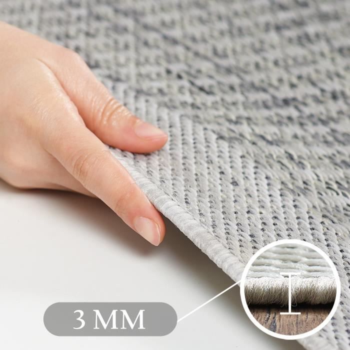 Alfombra - SIMPEX - Alfombra de cocina - Resistente a la intemperie - Lavable - 140 x 200 cm - Gris