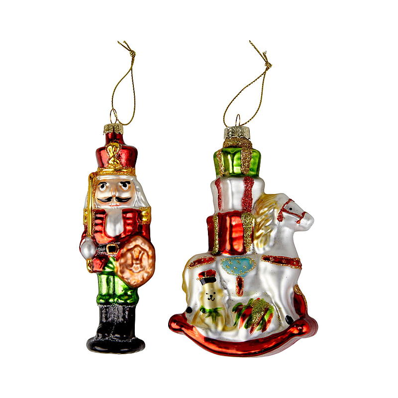 Decorazioni per albero di Natale per la casa, confezione da 2 pezzi, statuetta in vetro da 11,5/13 cm, carnevale.