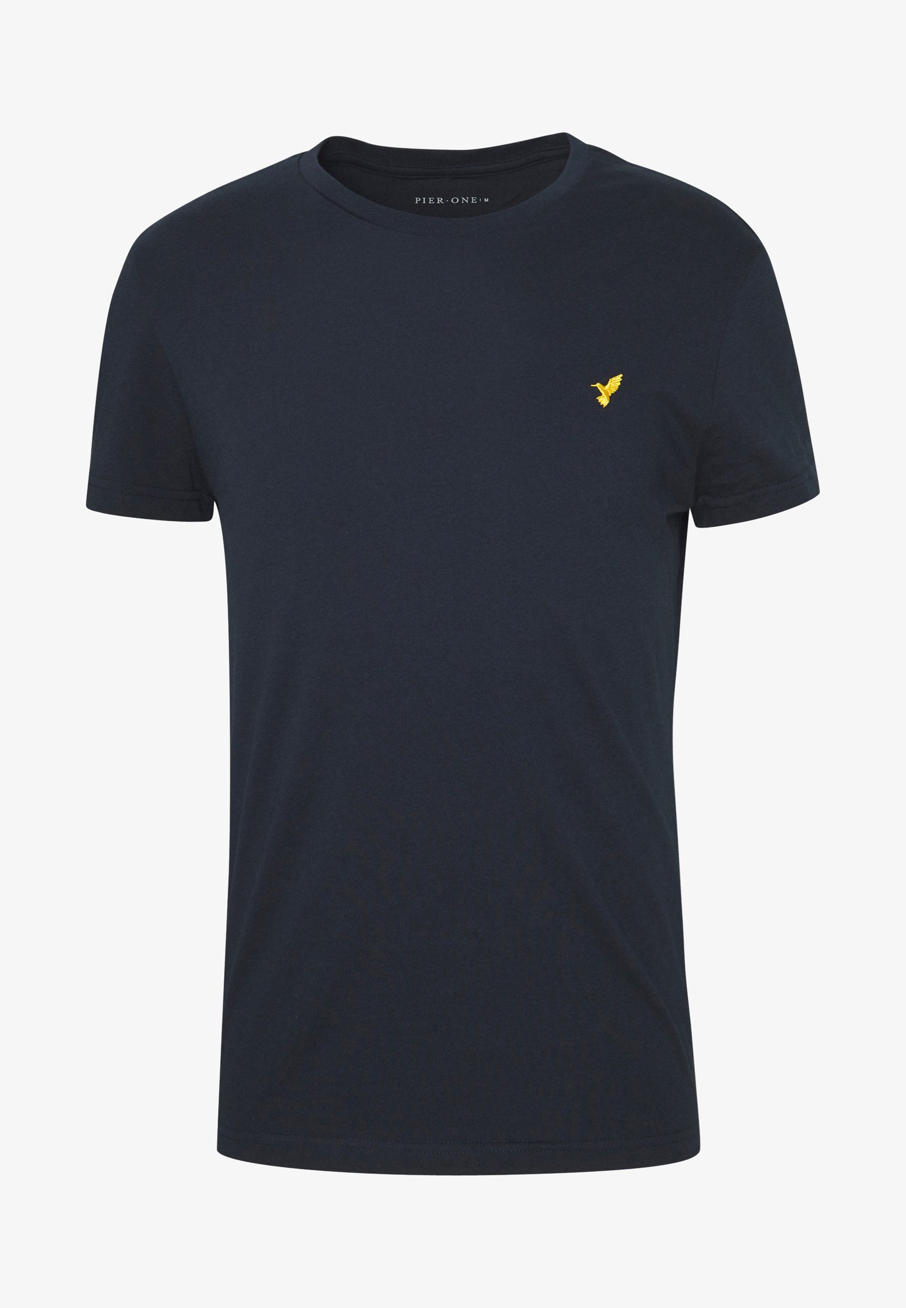 Pier One BASIC SLIM EMBROIDERY T-SHIRT - Basic T-shirt - donkerblauw