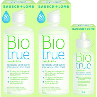Limpiador líquido para lentes de contacto Biotrue 2 x 300 ml 1 x 60 ml