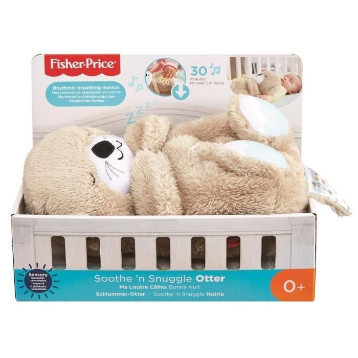 Fisher-Price - Ma Loutre Câlins Bonne Nuit - Peluche Veilleuse Bébé Musicale et Lumineuse - Jouet d'Eveil - Dès la naissance FXC66