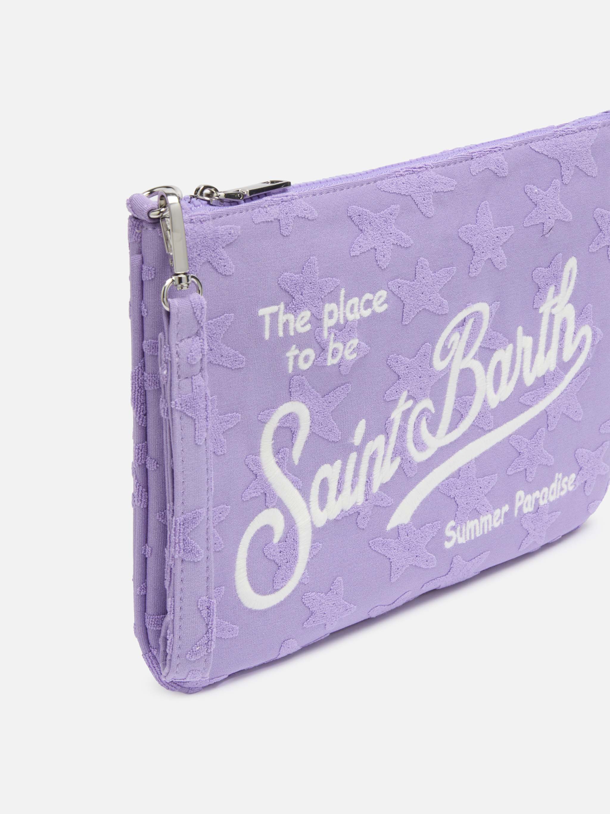 Parisienne-Clutch aus fliederfarbenem, geprägtem Schwamm