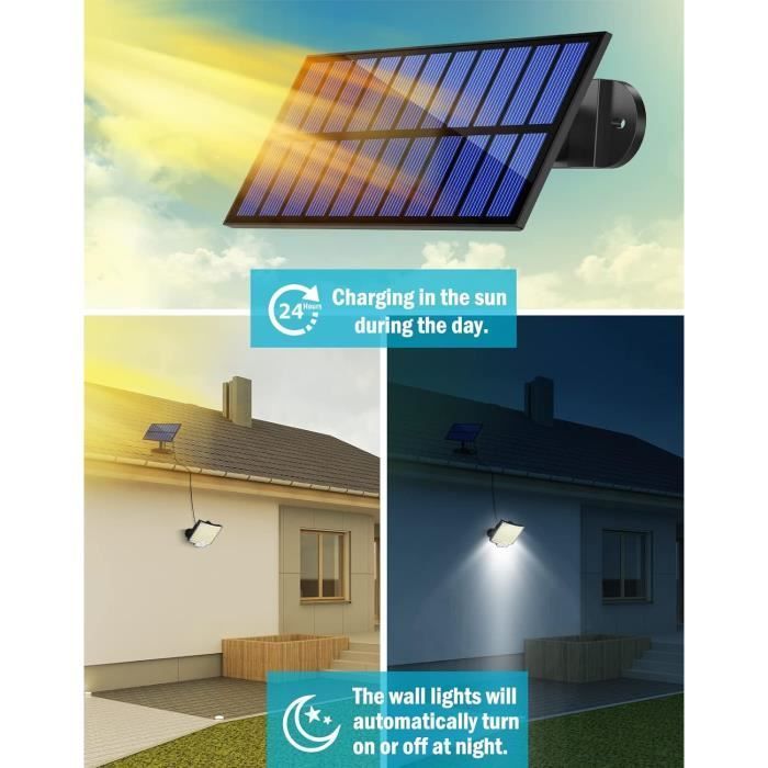 Foco solar exterior BLEOSAN de 106 LED con sensor de movimiento - Control remoto de 3 modos - Cable de 5 m