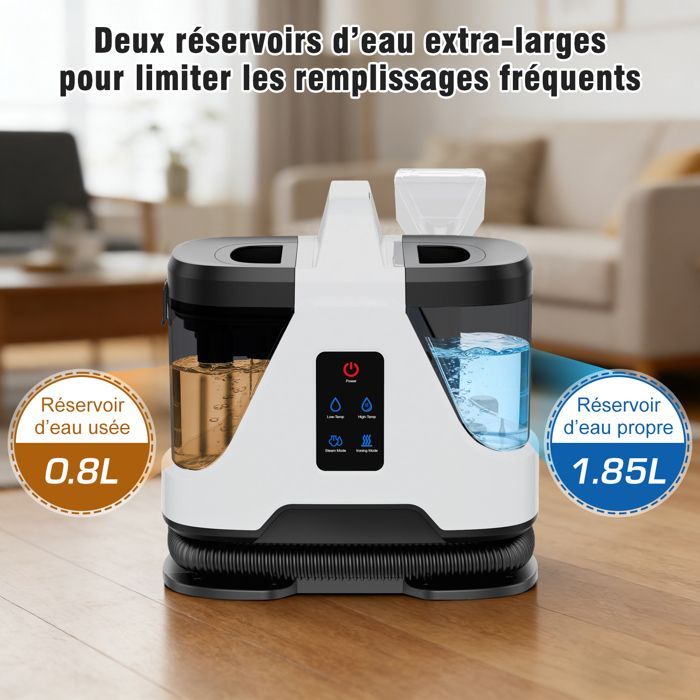 Pulitore per divani in tessuto - Pulitore a vapore da 1700 W - Lavamoquette con accessori versatili - Serbatoio da 1850 ml - Cavo da 5 m