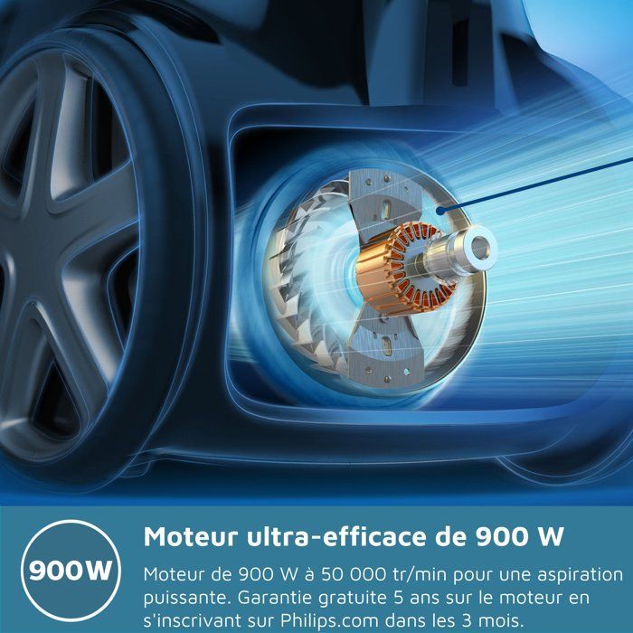 Aspirapolvere senza sacco PHILIPS - FC9331/09 - Serie 3000 PowerPro Compact - 900W - 76dB - Nero intenso