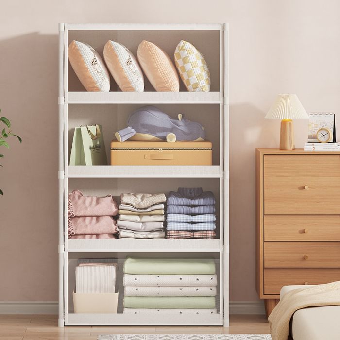 4-laags boekenkast, hoge opbergkast voor boeken en decoratie voor woonkamer, kantoor, slaapkamer, 64x30x139cm, wit
