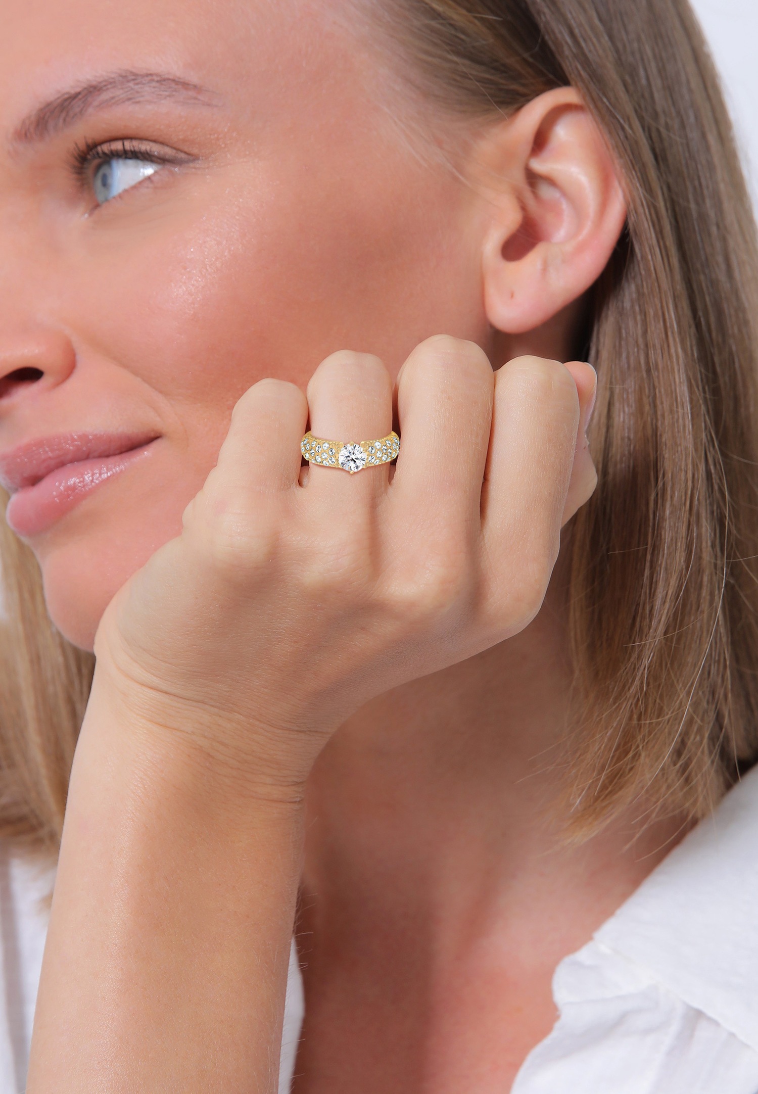 Elli PREMIUM Bague de fiançailles avec cristaux en argent sterling 925