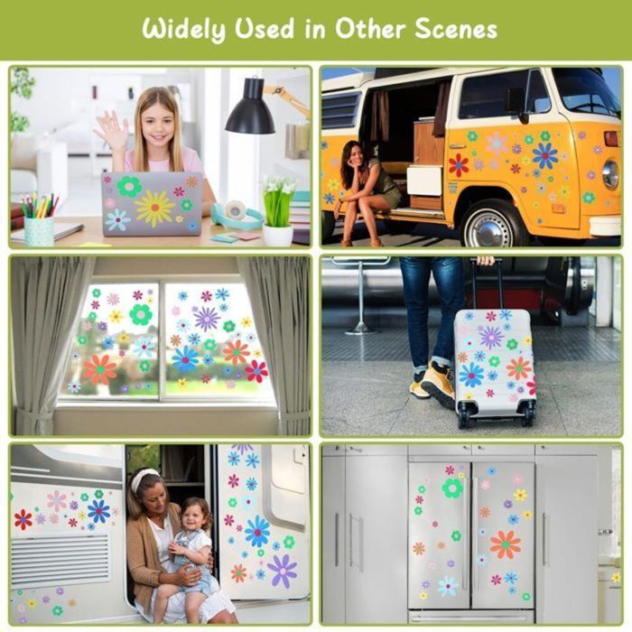 90 pegatinas para coche, pegatinas de flores de vinilo para decoración exterior de vehículos.