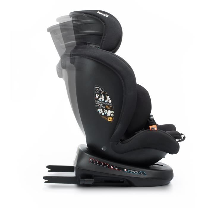 Silla de coche - BABYAUTO - RODIA - Grupo 0/1/2/3 - 40/150 cm - I-Size Plus - Isofix - Giratoria - Reclinable - Reductor - Negra