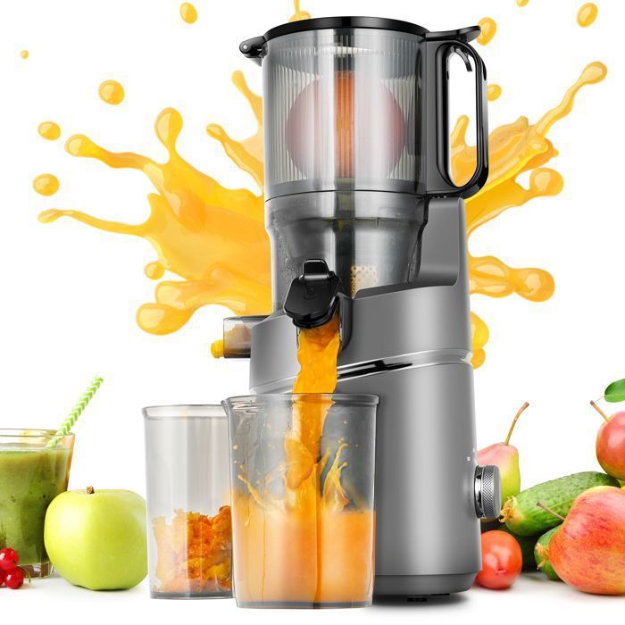 AMZCHEF No-Preparation Juicer, 135mm 1.8L Slow Juicer, 250W BPA-Free, Gray