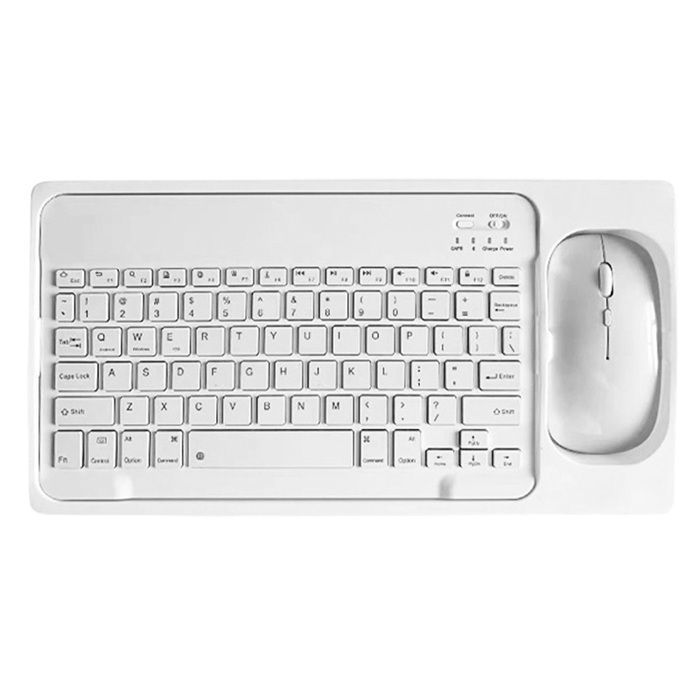 Ensemble Clavier Souris Bluetooth Sans Fil - Ultra Fin et Portable - Blanc - Ergonomique - Compatible Téléphone Tablette PC