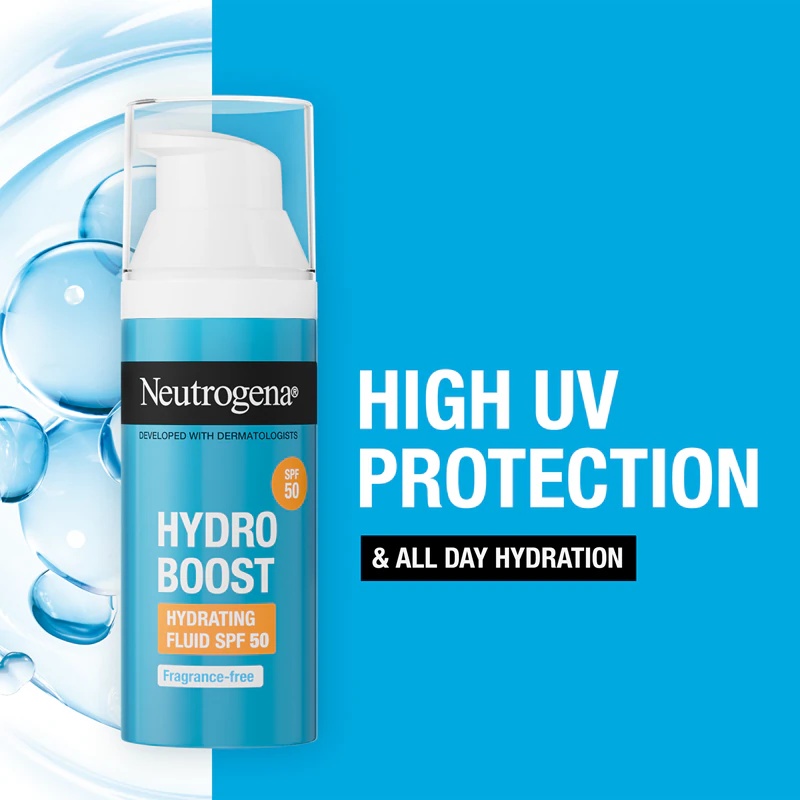 „Neutrogena Hydro Boost®“ lengvas drėkinamasis skystis su SPF 50