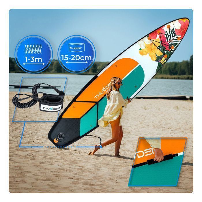 Tavola da paddle THUNDER® NOX 320 cm | Gonfiabile | Antiscivolo | Zaino | Accessori completi | Kit di riparazione