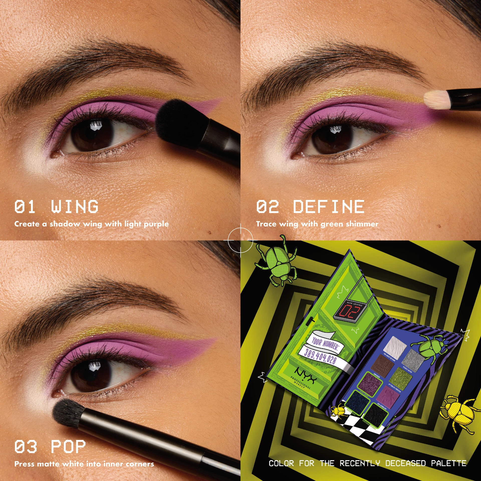 Culoarea Beetlejuice pentru paleta de culori cu 8 farduri de obraz recent decedată - NYX Professional Makeup