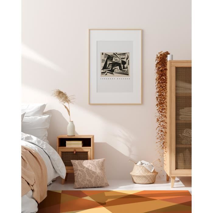 Alfombra de vinilo con estampado geométrico abstracto naranja de 60x110 cm - Alfombra de PVC para cocina, oficina y sala de estar.