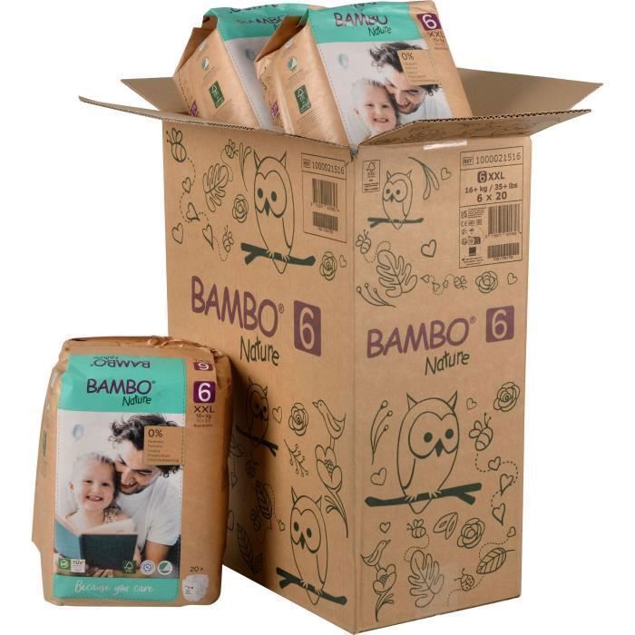 Fraldas BAMBO NATURE ecológicas, tamanho 6, caixa com 120 unidades.