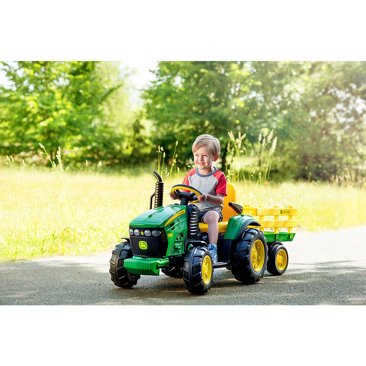 John Deere elfordon med släpvagn 12V
