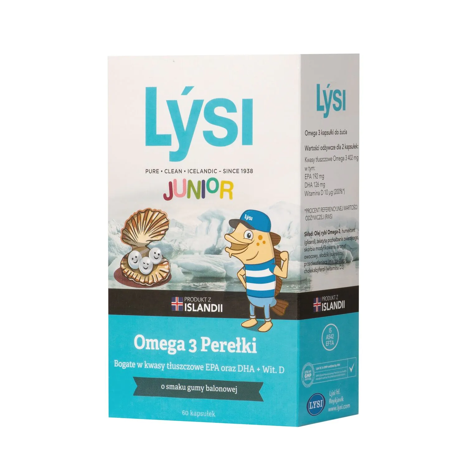 Lysi Junior Omega-3 Perełki o smaku gumy balonowej