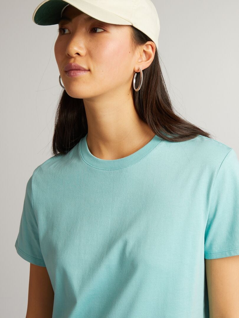 Camiseta de punto de color liso - AZUL