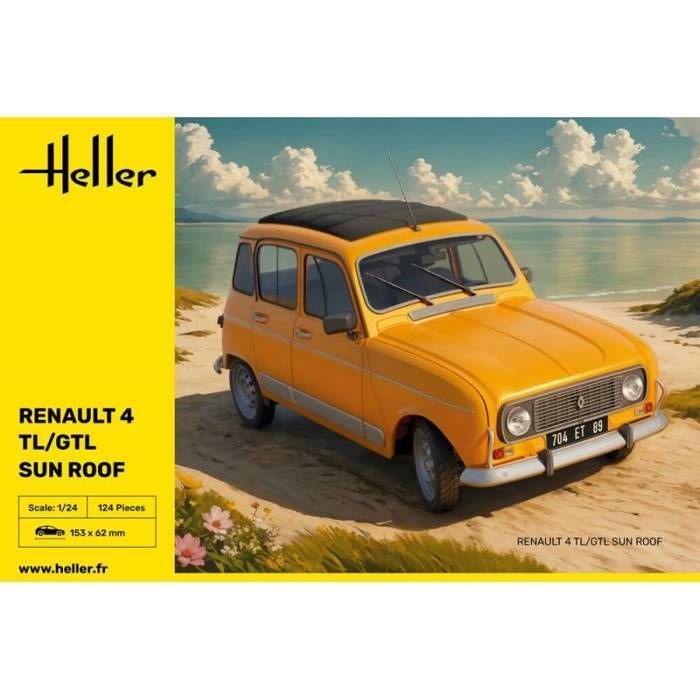 Modelauto - HELLER - Renault 4 TL/GTL met schuifdak - schaal 1:24 - vintage - unisex