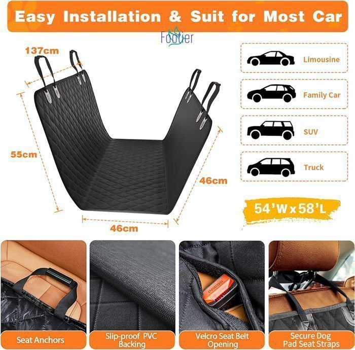 Funda impermeable para el asiento trasero del coche, ideal para mascotas. Protector de asiento trasero y funda tipo hamaca de viaje para perros.