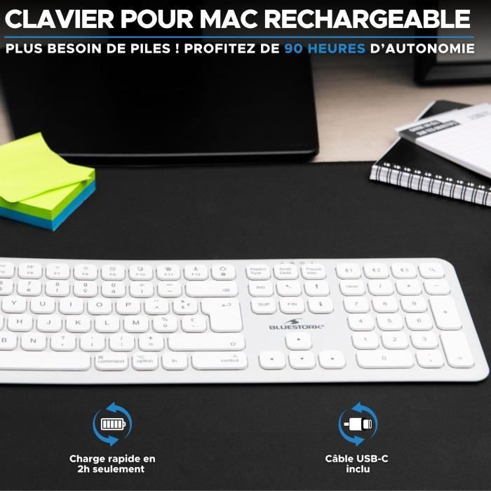 Bluetooth wireless keyboard - BLUESTORK - MAC - Full size - Mac compatible - White