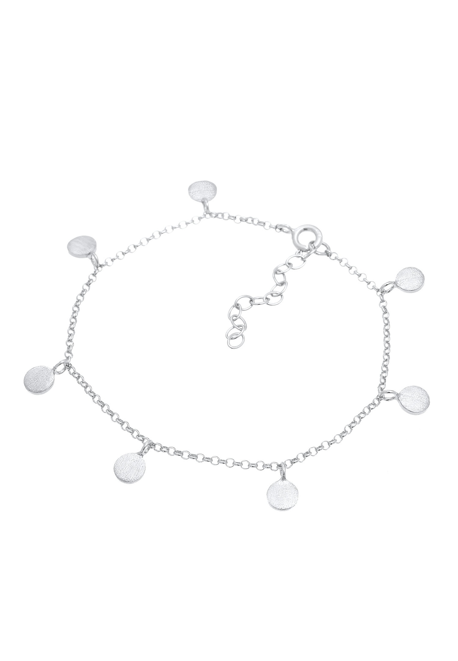 Elli Cercle Plaquettes Pièces de Monnaie Géo Basic Ajustable Bracelet Femme - (925/1000) Argent