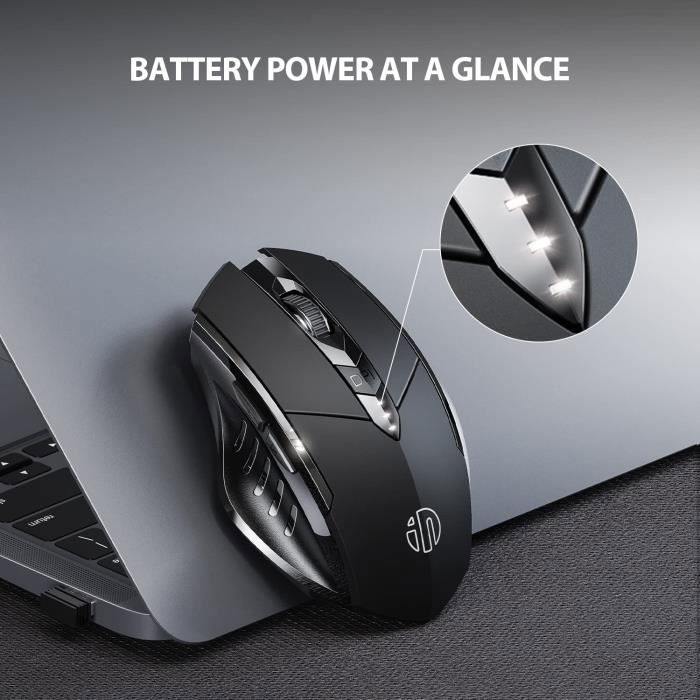 BRILLSTEN Tri-mode Rechargeable Wireless Mouse (BT5.0/BT4.0/2.4GHz), Silent, Battery Indicator, Type-C, Black