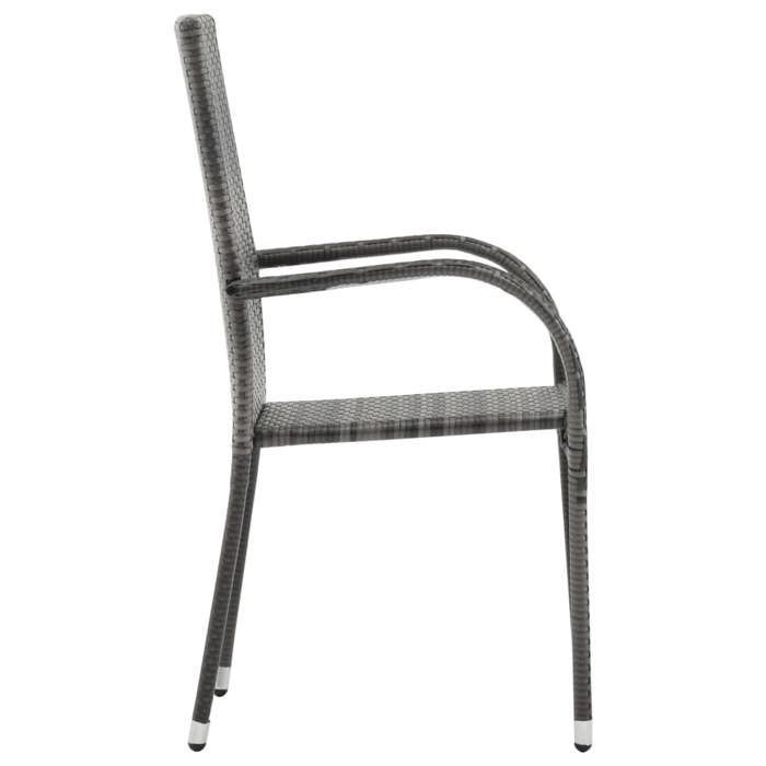 Tuineetset - BURKE - 3-delig - Grijs - Massief acaciahout - Geweven hars - Tafel van 88x88x74 cm