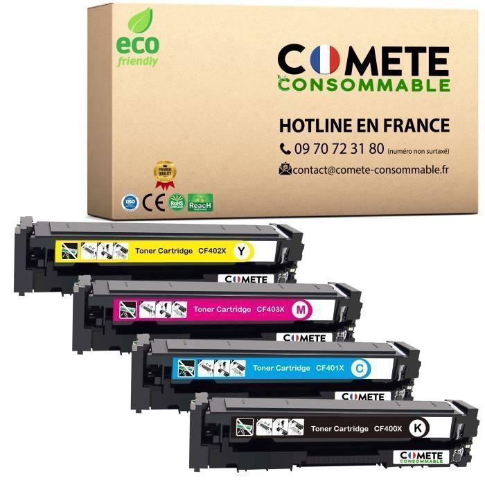 201X - Pack de 4 Toners compatibles HP 201 X  Noir, Cyan, Magenta, Jaune - COMETE CONSOMMABLE