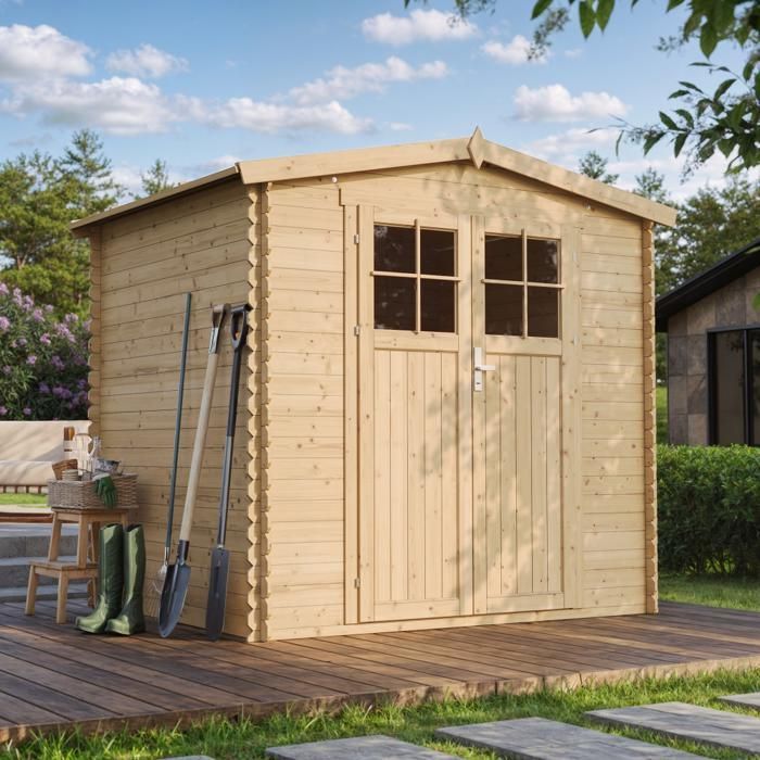 Abri de jardin en bois AVEC SOL TRAITÉ - I236xL226xH218 cm/ 4,33 m2 - TIMBELA M369F+M369G