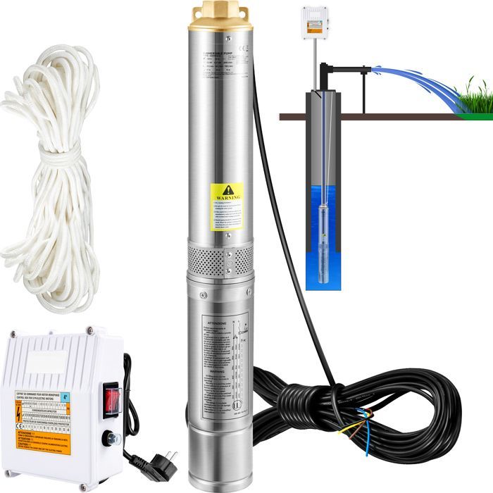 Dompelpomp voor diepe putten - Duoku - 370 W - 230 V, 110 l/min - 44 m opvoerhoogte - 20 m kabel