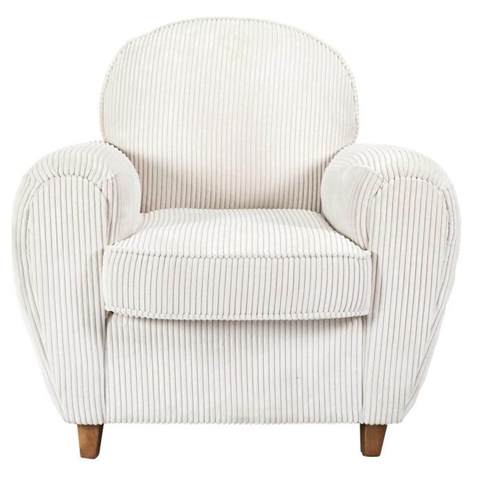 GANDY - Conjunto de sofá y sillón de dos plazas en tela de pana beige.