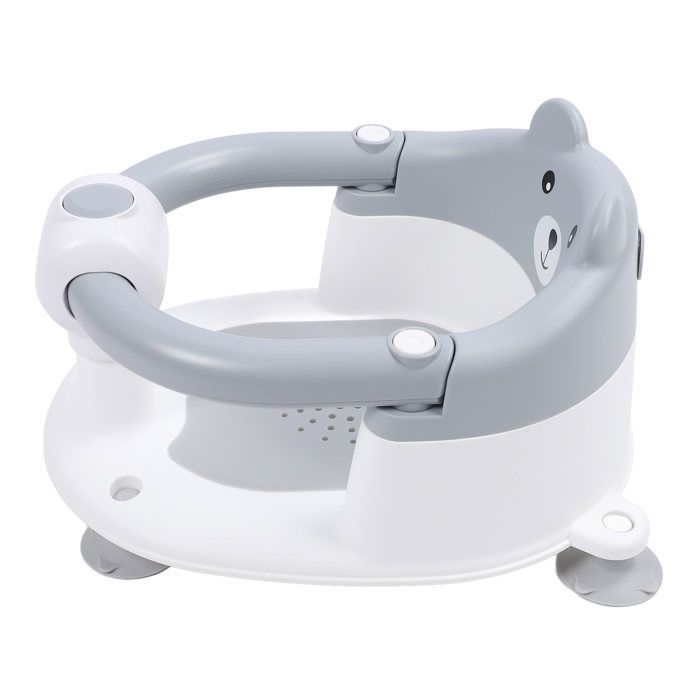 Asiento de baño para bebé Vvikizy, silla de baño antideslizante para bebés, asiento para bebés, taburete para guardería, gris