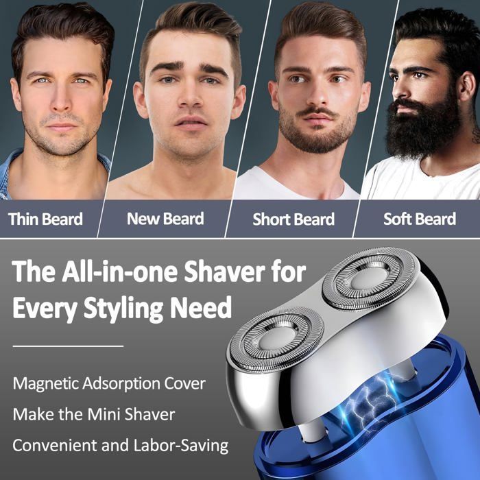 Mini Dual Head Electric Razor, Rasoir Electrique Portable Pour Homme, Usb Réchargeable Sans Fil Etanche, Tondeuse De Barbe De Po