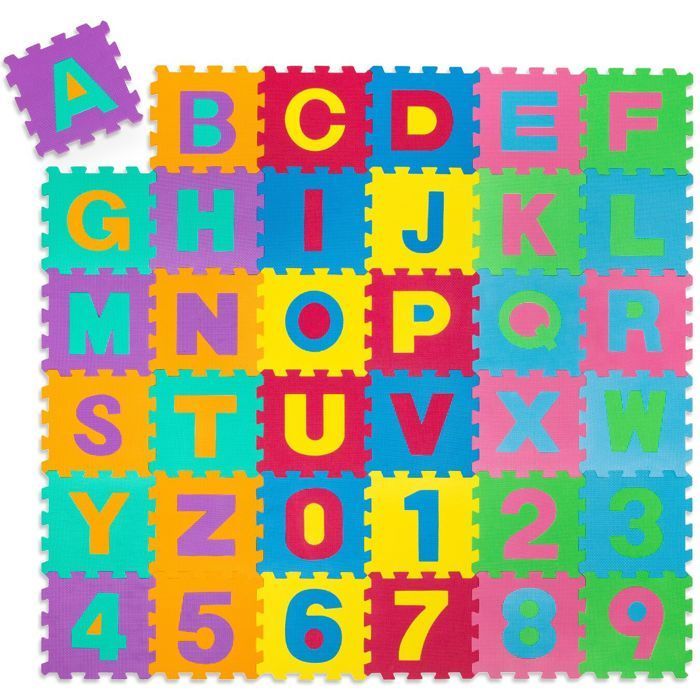 Playmat - TECTAKE - Foam puzzle mat for children, 86 pieces - 180 cm x 180 cm x 1 cm - Multicoloured