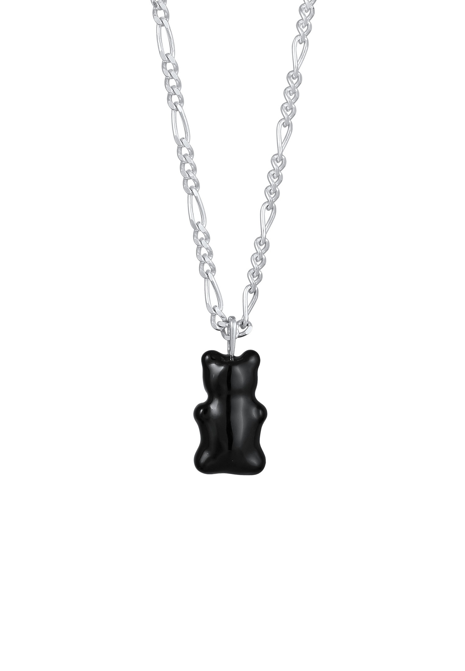 KUZZOI Hommes Pendentif Tendance ours avec Émail noir en Argent Sterling 925