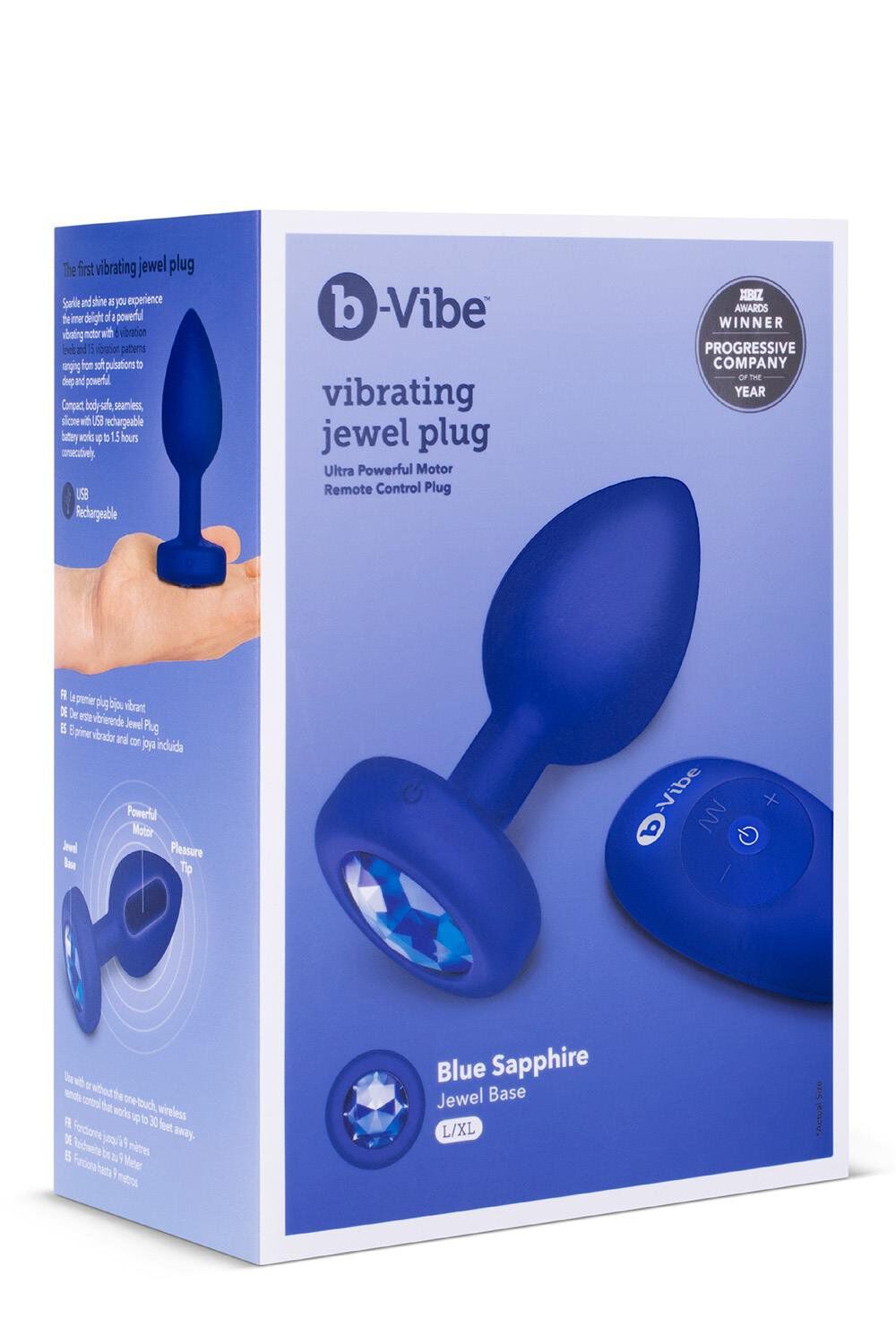 B-Vibe vibrējošs dāvaniņu aizbāznis L/XL, tumši zils