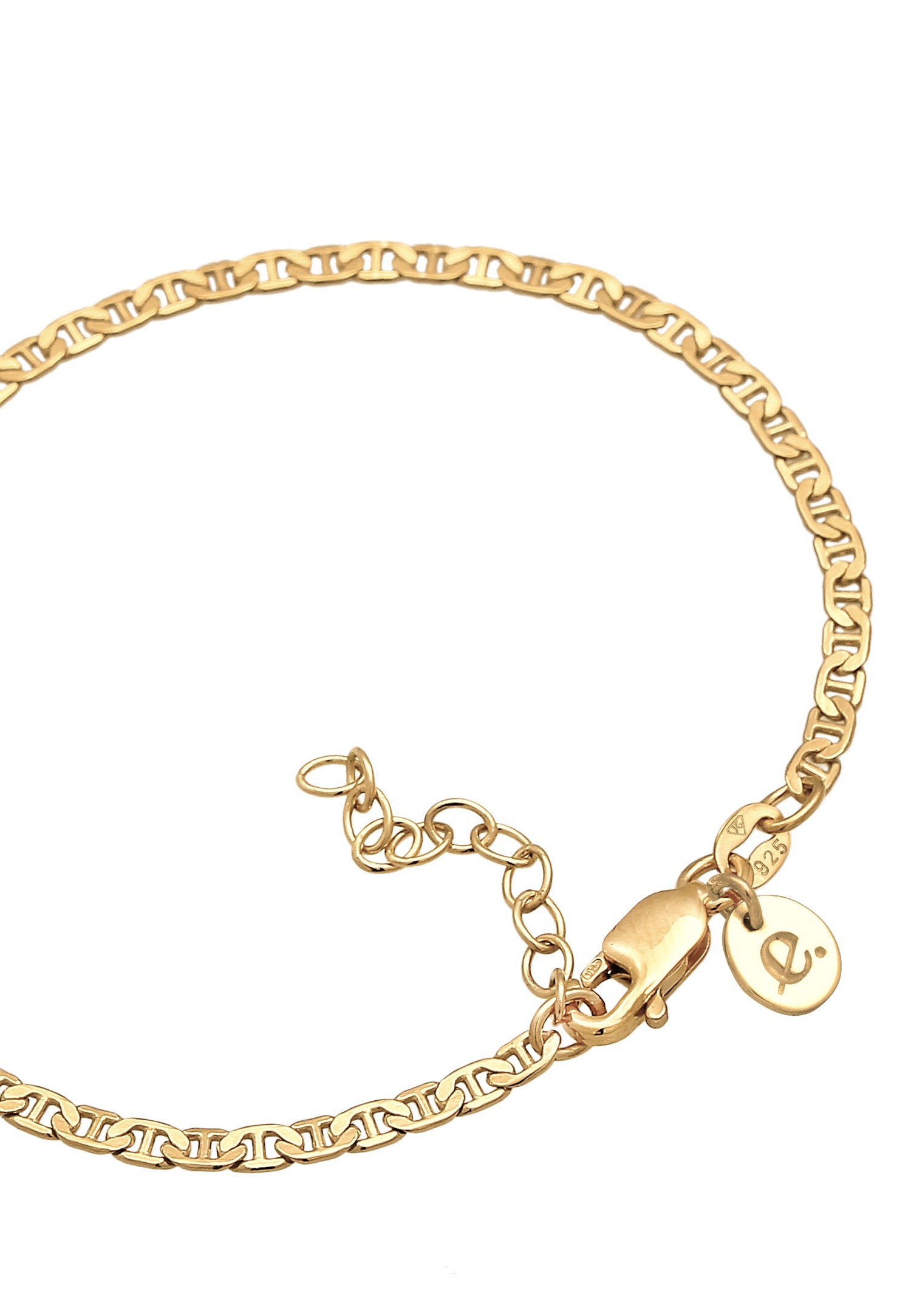 Elli PREMIUM Chaîne d'haltères pour dames ajustable Basic Minimal Trend en argent sterling 925 plaqué or
