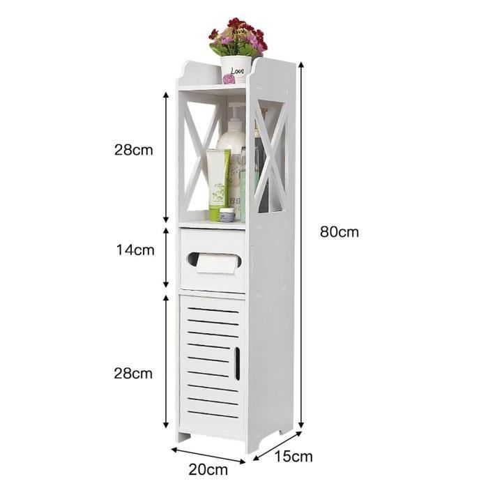 KEDIA. Mueble columna para baño, mueble alto para baño, sala de estar, cocina - Blanco 20*15*80cm