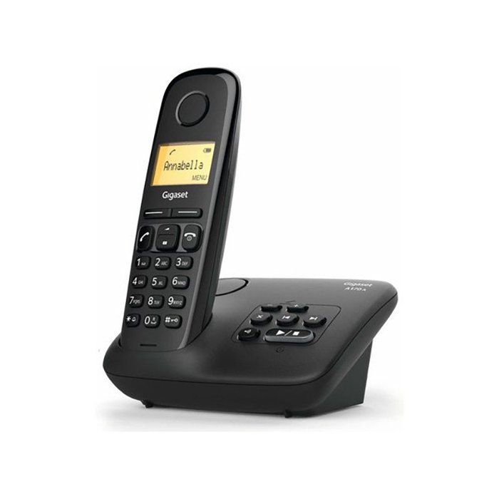 GIGASET A170A Black Cordless Phone - Answering Machine - 50 Contact Phonebook - 25-Minute Recording